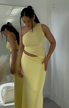 Sexy Yellow Mermaid One-shoulder Long Formal Dress to Impress,MB11205