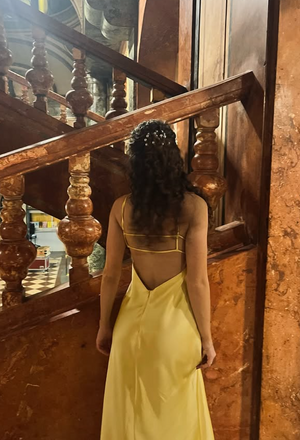 Elegant Yellow Spaghetti Straps Mermaid Long Formal Dress to Impress,MB11202