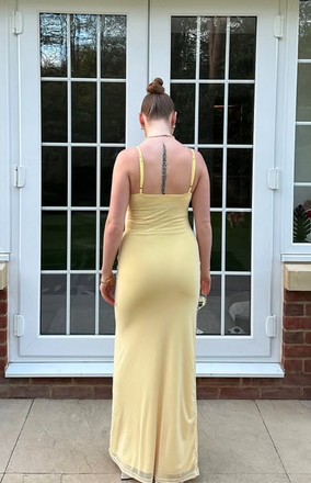 Elegant Yellow Spaghetti Straps Mermaid Long Formal Dress to Impress,MB11198