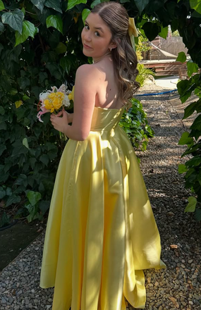Elegant Yellow Sweetheart A-line Long Formal Dress to Impress,MB11203