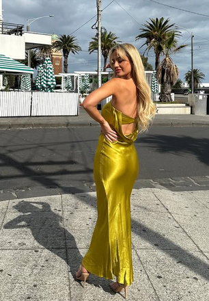 Sexy Gold Mermaid Straight Across Long Formal Dress to Impress,MB11206