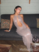 Popular Champagne V-neck Mermaid Long Formal Dress to Impress,MB11215