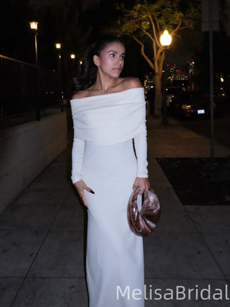 Sexy White Off-shoulder Mermaid Long Formal Dress to Impress,MB11209