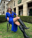 Popular Blue V-neck Long Sleeve Mermaid Long Formal Dress to Impress,MB11214