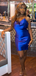 Elegant Blue Spaghetti Straps Short Party Dress Short Homecoming Dress, HD554