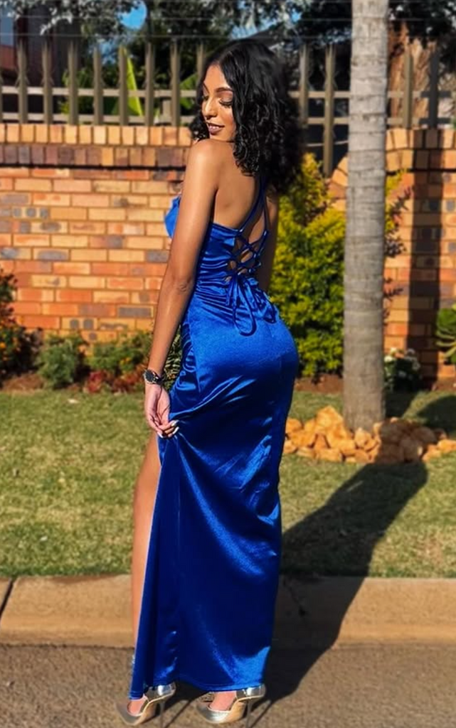 Popular Blue Spaghetti Straps Mermaid Long Formal Dress to Impress,MB11212