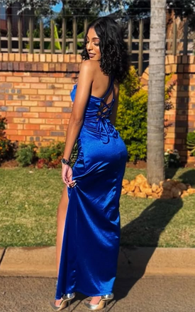 Popular Blue Spaghetti Straps Mermaid Long Formal Dress to Impress,MB11212
