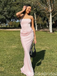 Sexy Pink Mermaid Straight Across Long Formal Dress to Impress,MB11224