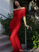 Sexy Red Mermaid Off-shoulder Long Formal Dress to Impress,MB11228