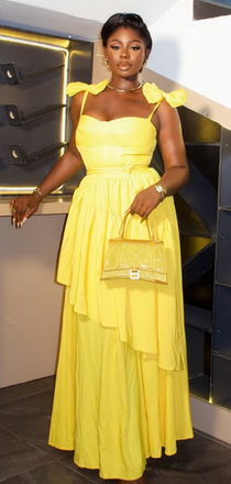 Popular Yellow A-line Spaghetti Straps Bow Long Formal Dress to Impress,MB11217