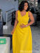 Popular Yellow A-line Spaghetti Straps Long Formal Dress to Impress,MB11218
