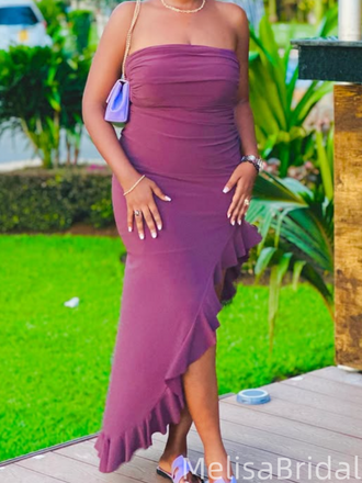 Sexy Purple Mermaid Slit Long Formal Dress to Impress,MB11220