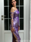 Sexy Purple Mermaid One-Sleeve Long Formal Dress to Impress,MB11222