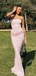 Sexy Pink Mermaid Straight Across Long Formal Dress to Impress,MB11224