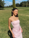 Sexy Pink Mermaid Straight Across Long Formal Dress to Impress,MB11224