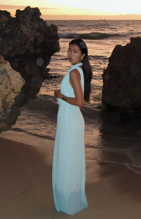 Sexy Green A-line High-neck Long Formal Dress to Impress,MB11227