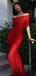 Sexy Red Mermaid Off-shoulder Long Formal Dress to Impress,MB11228
