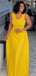 Popular Yellow A-line Spaghetti Straps Long Formal Dress to Impress,MB11218