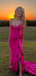 Sexy Pink Mermaid Spaghetti Straps Bow Long Formal Dress to Impress,MB11219