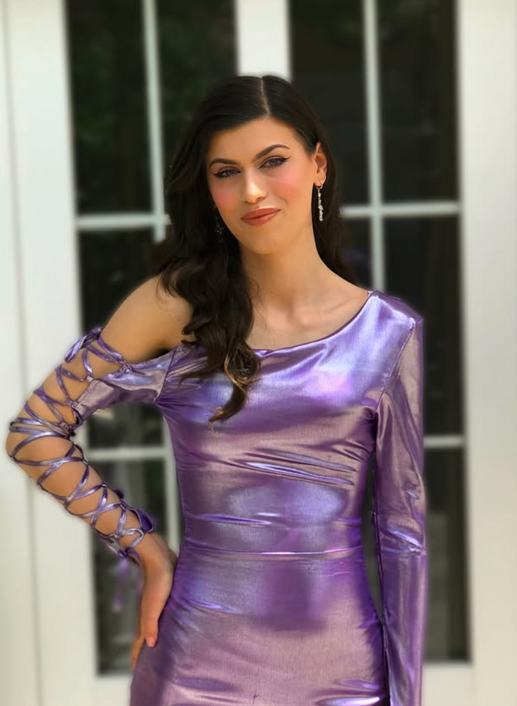 Sexy Purple Mermaid One-Sleeve Long Formal Dress to Impress,MB11222