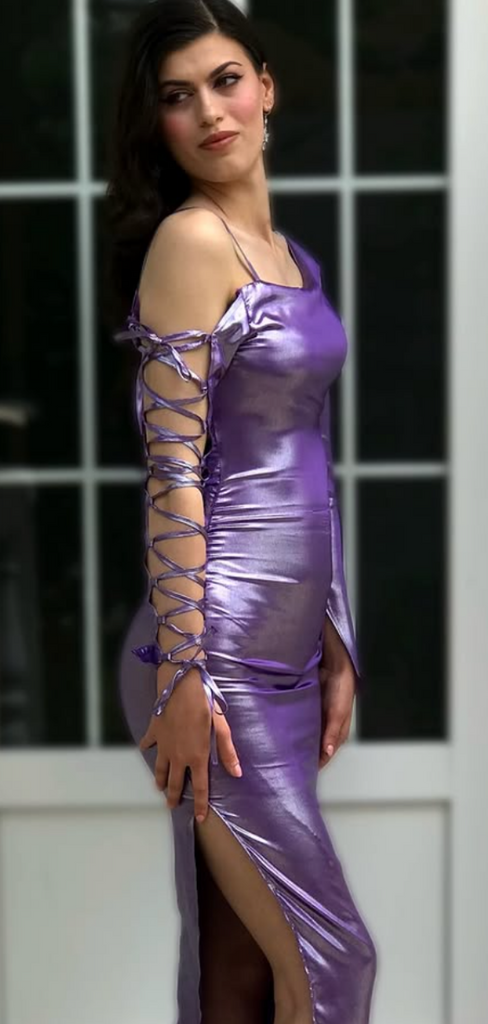 Sexy Purple Mermaid One-Sleeve Long Formal Dress to Impress,MB11222