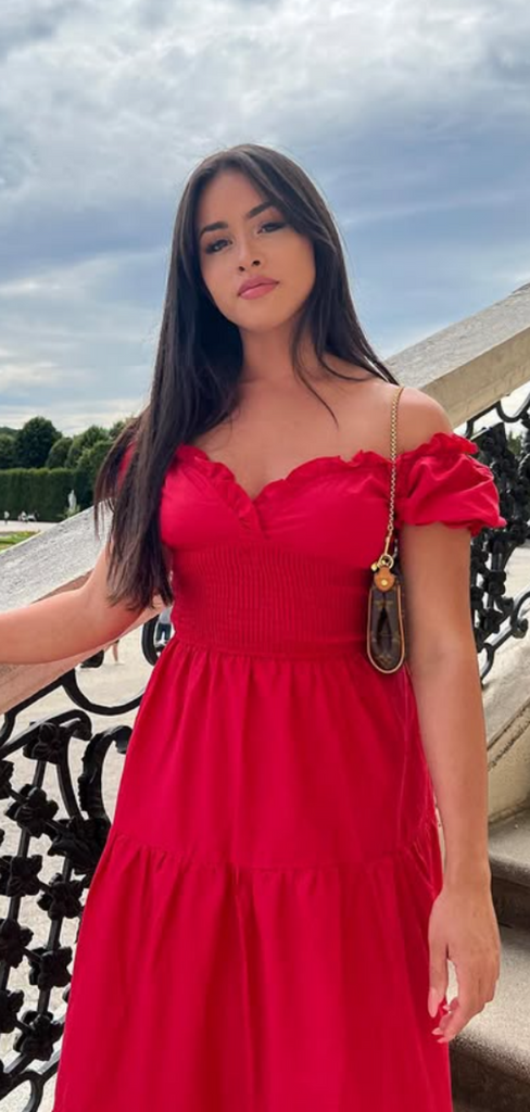 Popular Red A-line Off-shoulder Long Formal Dress to Impress,MB11233