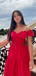 Popular Red A-line Off-shoulder Long Formal Dress to Impress,MB11233