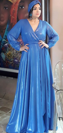 Popular Blue A-line Long Sleeve Long Formal Dress to Impress,MB11231