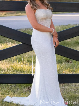 Popular White Mermaid Sweetheart Long Formal Dress to Impress,MB11234