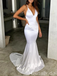 Sexy White V-neck Mermaid Long Formal Dress to Impress,MB11230
