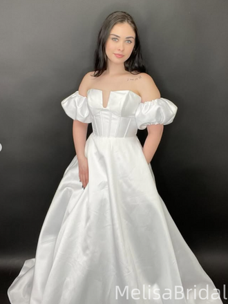 Popular White Off-shoulder A-line Long Formal Dress to Impress,MB11236