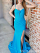 Popular Blue Mermaid Spaghetti Straps Long Formal Dress to Impress,MB11235