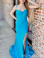 Popular Blue Mermaid Spaghetti Straps Long Formal Dress to Impress,MB11235
