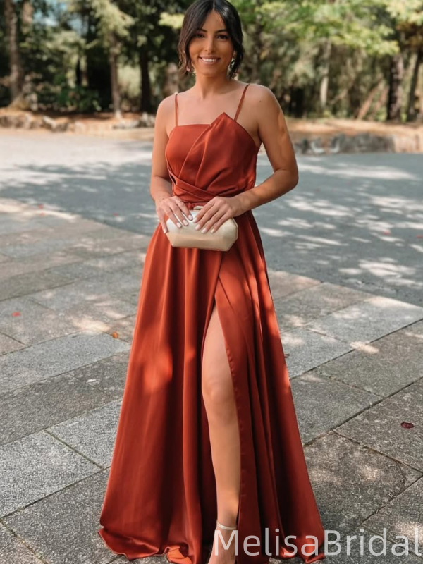 Popular Brown Spaghetti Straps Long Formal Dress to Impress,MB11241