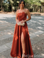 Popular Brown Spaghetti Straps Long Formal Dress to Impress,MB11241