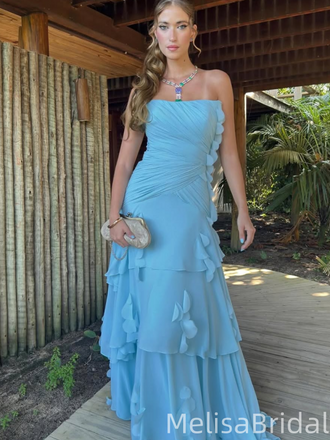 Popular Blue Straight Across A-line Long Formal Dress to Impress,MB11238