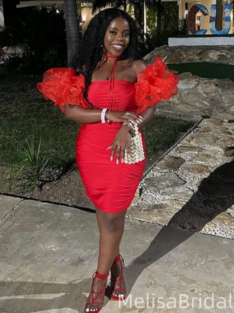 Sexy Red Mermaid Off-shoulder Long Formal Dress to Impress,MB11239