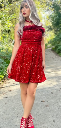 Sparkly Red Straight Across Short Homecoming Dress, HD559