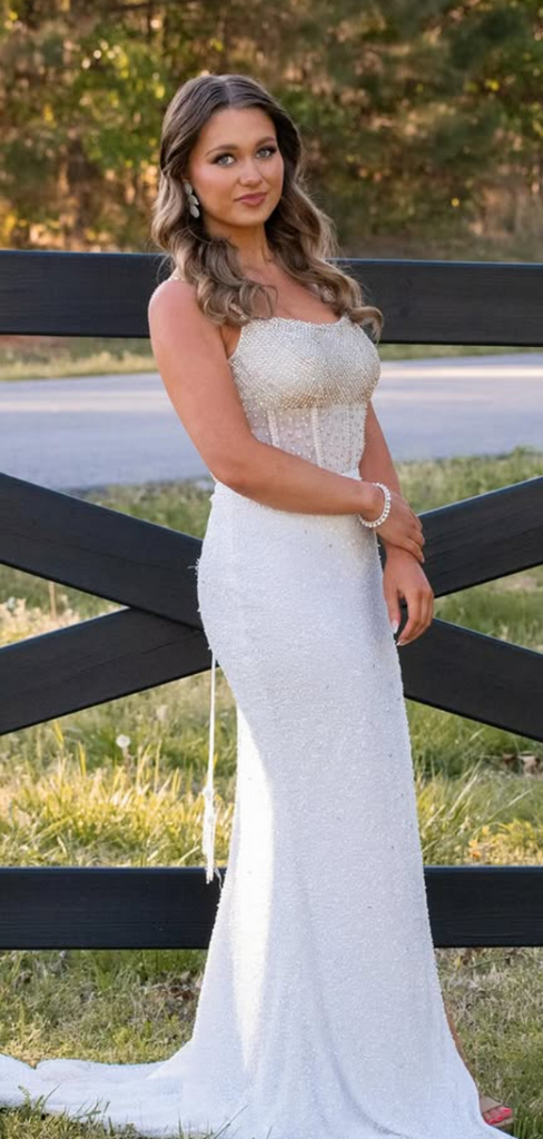 Popular White Mermaid Sweetheart Long Formal Dress to Impress,MB11234