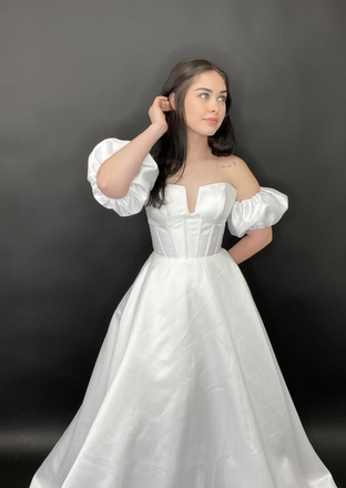 Popular White Off-shoulder A-line Long Formal Dress to Impress,MB11236