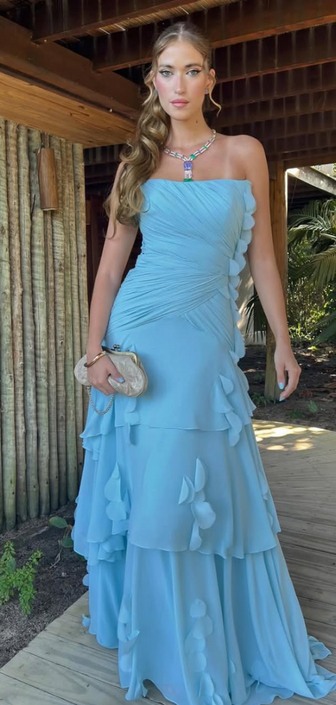 Popular Blue Straight Across A-line Long Formal Dress to Impress,MB11238