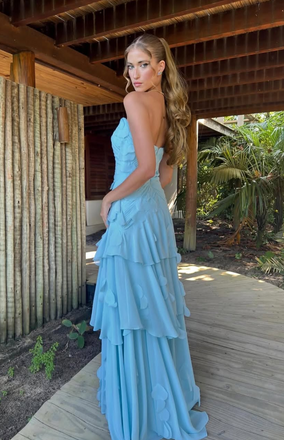 Popular Blue Straight Across A-line Long Formal Dress to Impress,MB11238