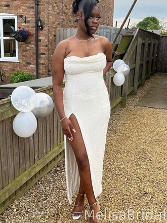 Popular White Slit Mermaid Mermaid Long Formal Dress to Impress,MB11243