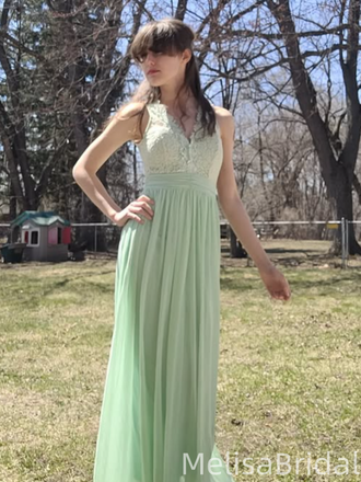 Popular Green A-line Lace Long Formal Dress to Impress,MB11254