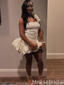 Elegant White One-shoulder Short Homecoming Dress, HD560