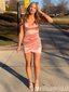 Elegant Pink Spaghetti Straps Short Homecoming Dress, HD564