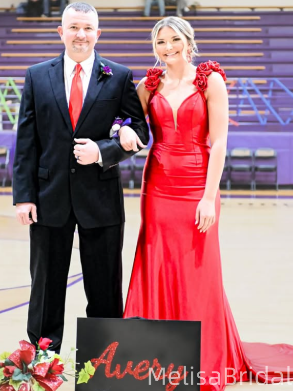 Popular Red V-neck Mermaid  Long Formal Dress to Impress,MB11249