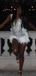 Sparkly White V-neck Short Homecoming Dress, HD569