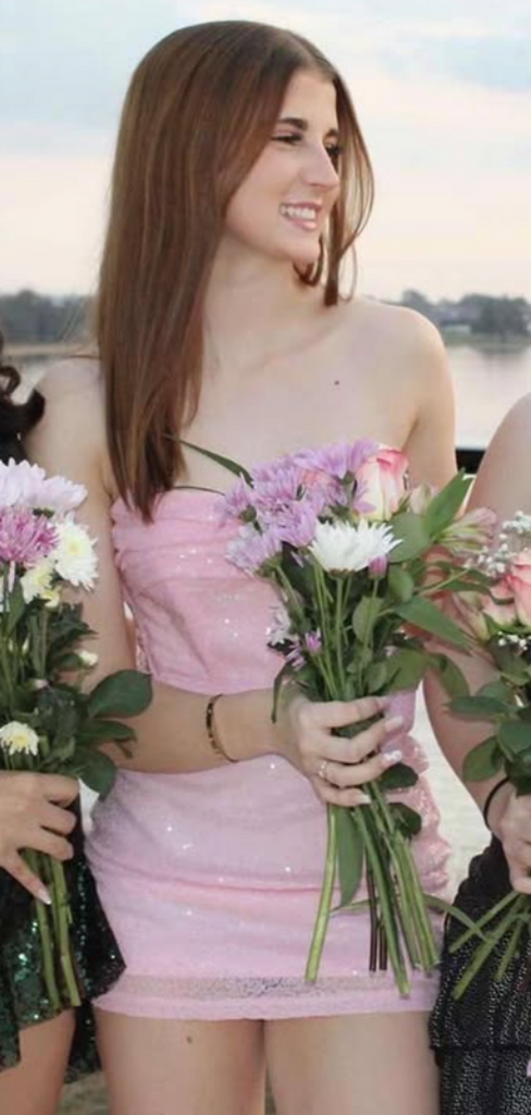 Elegant Pink Straight Across Short Homecoming Dress, HD563