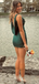 Elegant Green Spaghetti Straps Short Homecoming Dress, HD567
